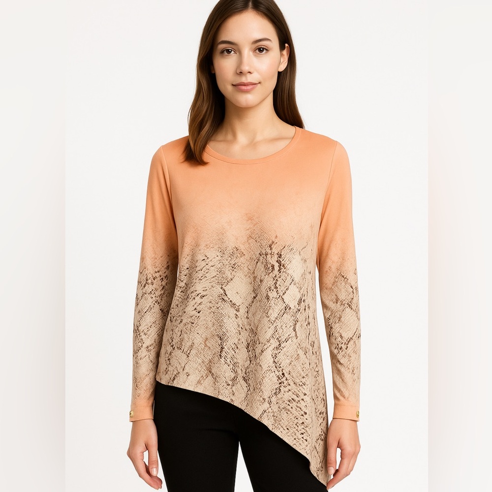 Calvin Klein XL Snake Print Ombre Asymmetrical Hem Blouse